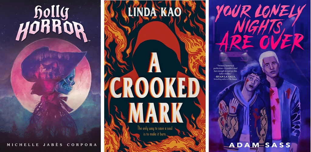 Combined image of covers of Holly Horror, A Crooked Mark, and Your Lonely Nights Are Over.