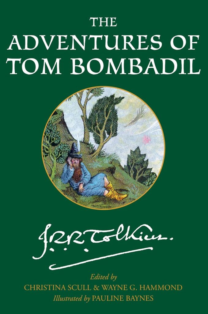 Cover of The Adventures of Tom Bombadil (2024 edition) by J.R.R. Tolkien. Features a man dozing on a hillside, with a long beard, tall hat, blue jacket, and yellow boots.