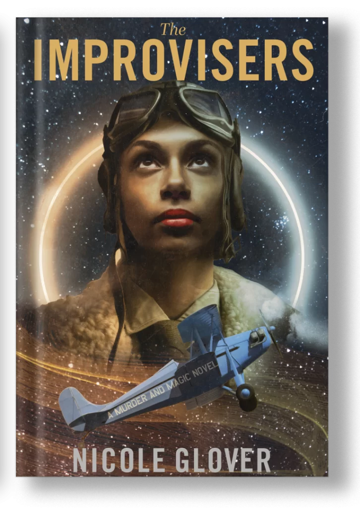 Cover of The Improvisers by Nicole Glover; description in review.