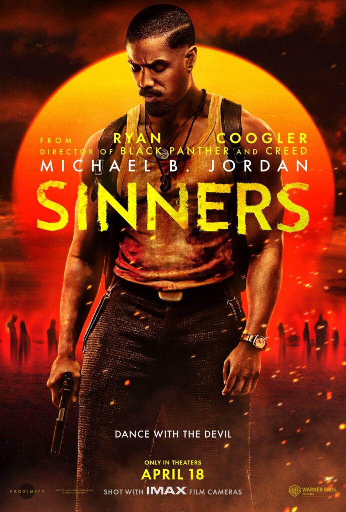 Sinners movie poster featuring Michael B Jordan