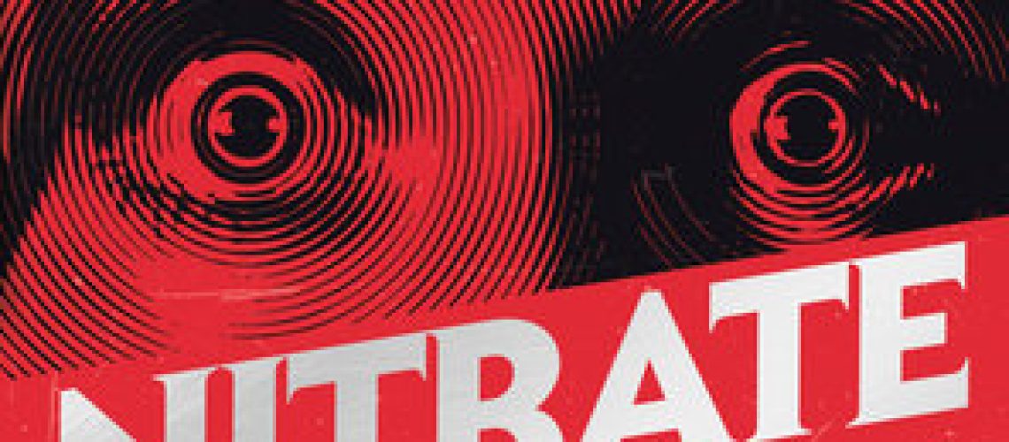 Cover of Silver Nitrate by Silvia Moreno-Garcia. Red background, with a woman's wide eyes looking straight ahead.
