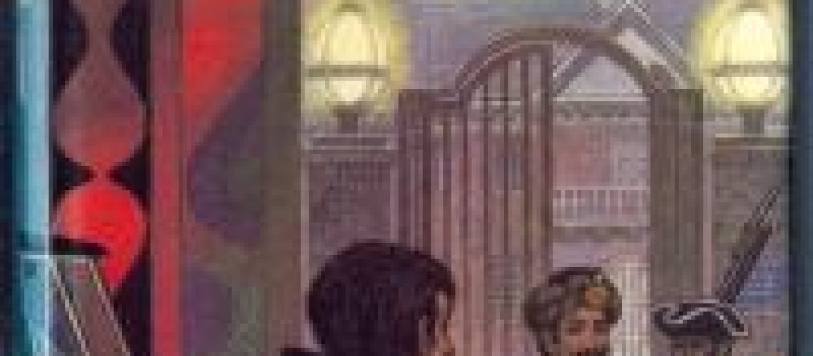 Cover of The Alteration by Kingsley Amis, featuring a boy looking up, with some guards and someone in a robe, in front of gates and a building that may be a cathedral.