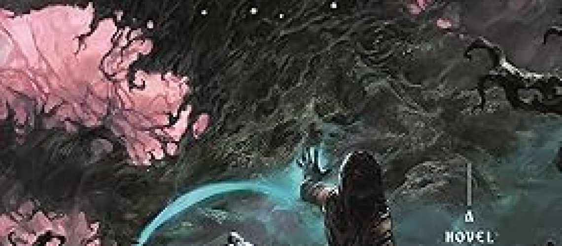 Cover of The Warden, by Daniel M. Ford, featuring a female figure apparently casting some kind of spell on a cloaked figure, amid a wilderness that's partly dark and partly pink.