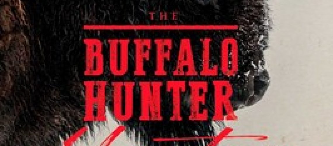 Cover of The Buffalo Hunter Hunter, by Stephen Graham Jones, featuring a rather battered-looking bison with a broken-tipped horn.