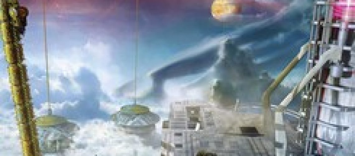 Cover of The Godel Operation by James L. Cambias, featuring a person in a spacesuit looking at a desert landscape with metallic ships or edifices on it.